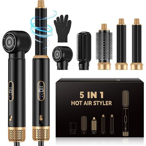 5 in 1 Airstyler Air Styler Set Hair Styler Airbrush Curling Iron Blowing Brush Straightening Brush For Hair Styling Kit For Drying (1/5)