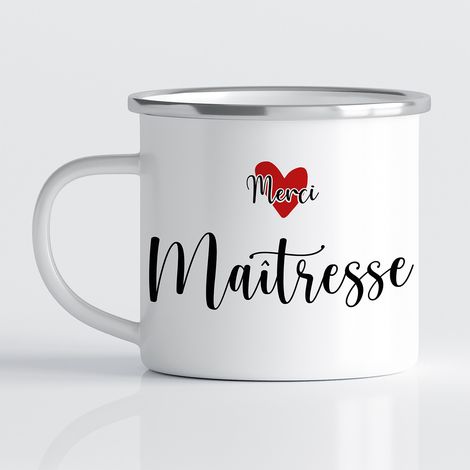 Tasse - Mug Émaillé - Merci Maîtresse - MUG BORD ARGENT (450 ml) (1/3)