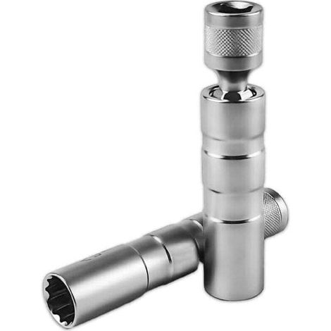2 Pièces de Cle a Bougie, Douille Bougie 14mm / cle a Bougie 16mm, Outil de Démontage de Bougies, Douille à Bougie Pivotante à Paroi Mince 12 Pans 3/8 Pouces CR-V, Outil Spécial pour Automobiles