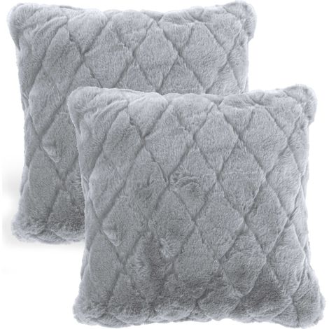 Paco Home Taie D'Oreiller Décoration Salon Coussin Oreiller Canapé Moderne Uni Moelleux 2pcs-Set, Gris (1/5)