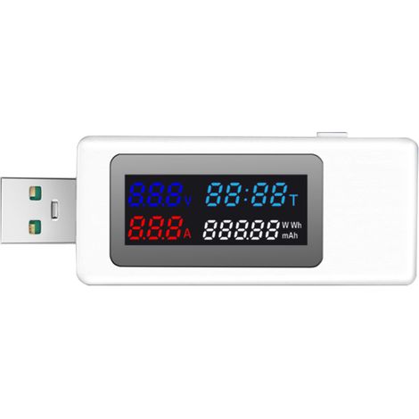 Medidor de potencia USB KWS-V30 6 en 1: mide corriente, voltaje, tiempo, potencia y capacidad, con función de memoria en caso de fallo de alimentación. (1/5)