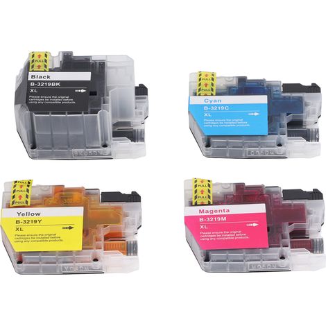 4 Cartouches d'encre compatibles recharge remplacement Noir Cyan Magenta Jaune pour imprimante jet d'encre LC3219 (1/5)