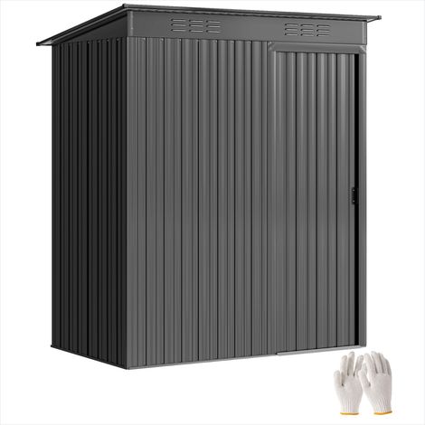 Abri de jardin 1,37 m² en métal gris foncé avec porte coulissante (1/5)