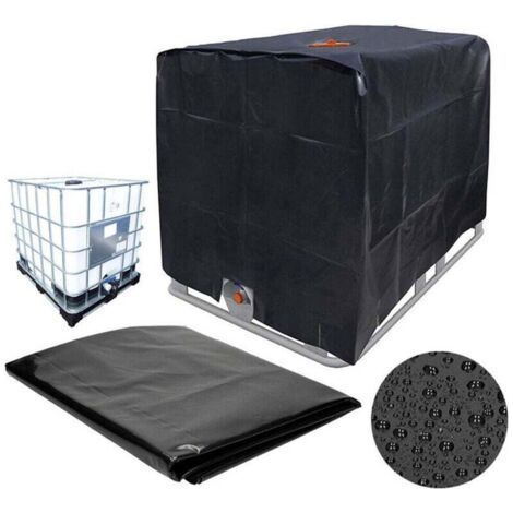 IBC 1000L Water Tank Tarpaulin, 120100116 cm Tank Tarpaulin, UV Protective Cover Suitable for Outdoor Bucket, Water Tank Container, Rain Barrel Container (Black)