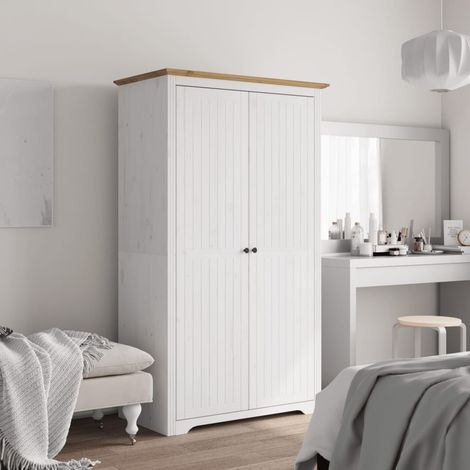 Garde-robe Armoire de Rangement Armoire de vêtements Penderie BODO blanc marron 101x52x176,5 cm bois massif de pin VXN9755 (1/5)