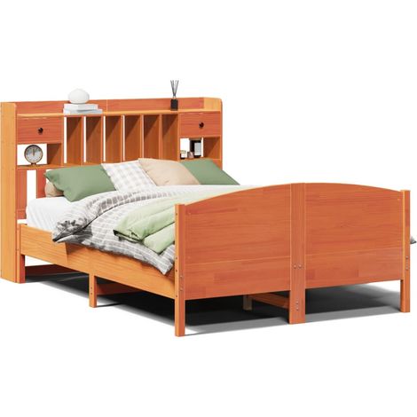 Maison Exclusive - Letto Libreria senza Materasso Marrone Cera 140x190 cm in Pino