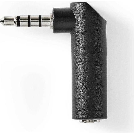 Adaptador de audio estereo macho de 35 mm hembra de 35 mm niquelado en angulo de 90 metales negro 10 uds bolsa de plastico