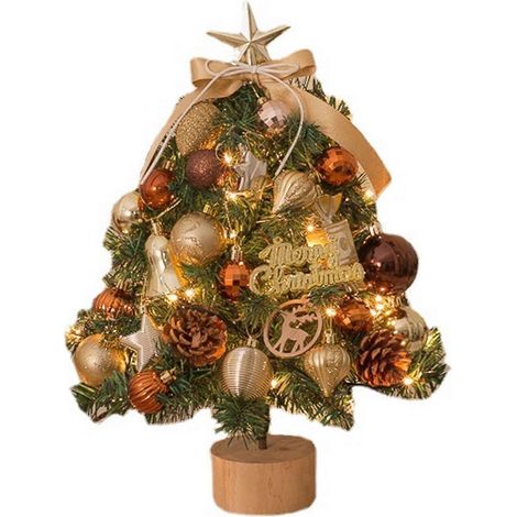 Mini-Weihnachtsbaum-Tischlampe, festliche LED-Lichter, Ornamente, schnelle Montage, Weihnachtsdekoration mit Kugeln (1/5)