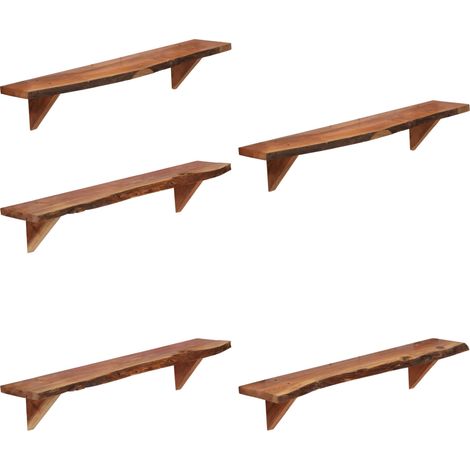 Étagères murales 2 pcs 90x20x18 cm Bois d'acacia massif - Étagères Murales - Étagères En Bois - Décoration Intérieure - Rangement Mural - Acacia Massif - Home & Living (1/5)