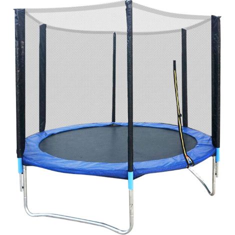 Aqrau 6FT Pack trampoline - Matelas réversible bleu et noir, Echelle, Filet de sécurité, Tapis de saut - Ø 185 cm (1/5)