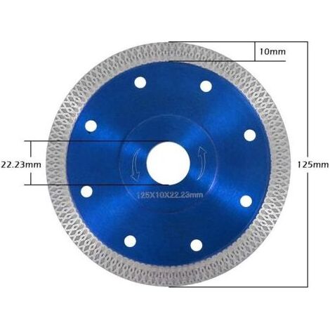 Disque de coupe diamant Turbo ultra fin 125 mm pour béton, carrelage, pierre, brique, granit (125 mm, bleu) (1/5)