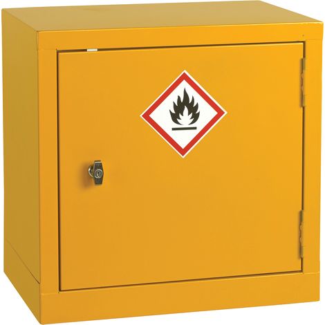 Rs Pro – Armoire de sécurité pour produits inflammables – Acier jaune verrouillable – 1 étagère – 457mm x 457mm x 305mm (1/4)