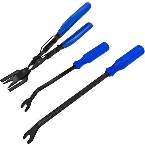 3 Pièces Outil Demontage Garniture Voiture, Kit De Pinces à Dégrafer pour ôter Les Rivets Et Clips De Fixation (Bleu) (1/5)
