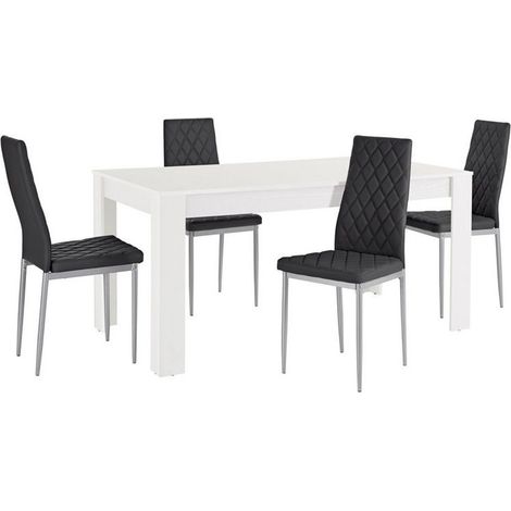 Lynn & Brooke-Ensemble de Table à Manger 160x90cm avec 4 Chaises Noir (1/2)