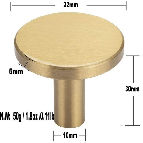Set mit 4 Wandhaken aus gebürstetem Messing, goldene Handtuch- und Kleiderhaken für Badezimmer, Garderobenständer, Handtuchhalter (rund) (1/5)