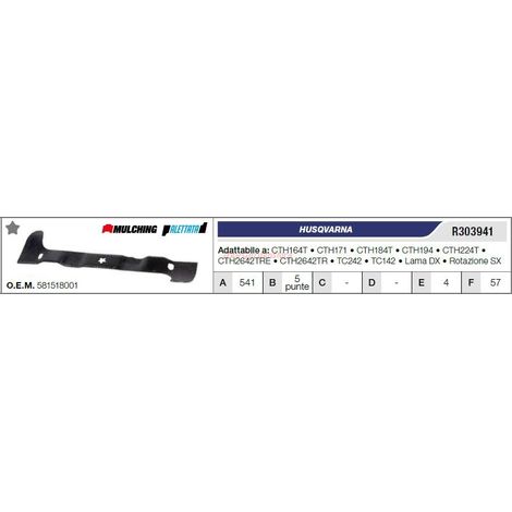 Lama HUSQVARNA trattorino tagliaerba rasaerba tosaerba CTH164T CTH171 R303941