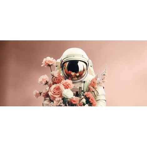 Tableau sur verre synthétique astronaute floral 65x145 cm - Impression sur Verre synthétique - Image HD imprimée sur Verre synthétique - Tableau mural décoratif - Fabriqué en France (1/4)