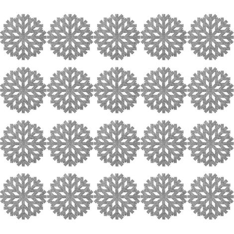 Lot de 20 sets de table antidérapants à motifs flocons de neige pour Noël - Accessoires indispensables pour décorer votre table.-10.00X10.00X0.20CM-Grey