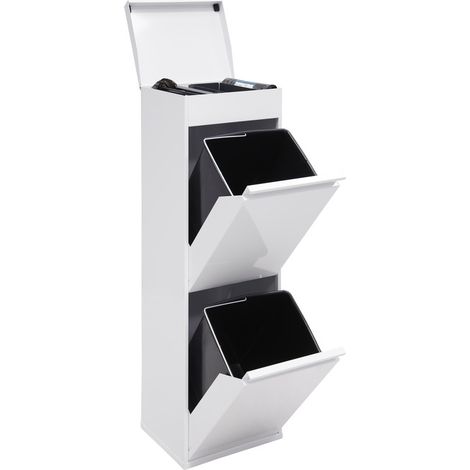 Arregui – Poubelle de tri sélectif 2 seaux 34L – Acier résistant à la corrosion – Système d’ouverture basculant – Plateau supérieur multifonction – CR221B