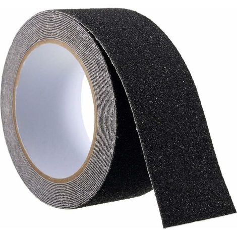 Ruban antidérapant adhésif noir, 5 cm x 5 m, sans résidu, intérieur et extérieur – DELKEVIC