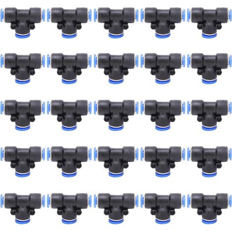 50 raccords pneumatiques 3 voies, raccord rapide pour tuyaux PU, connexion par insertion pour air et eau, PEG 6-8-6 (1/4)