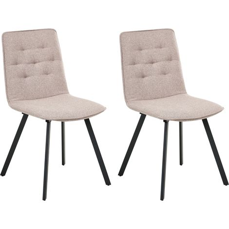 Set of 2 Dining Chairs CARVER Fabric Light Brown