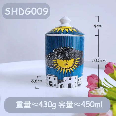 Pot à bougie parfumée en céramique avec couvercle peut également servir de boîte à bijoux, de bougeoir ou de récipient pour fruits secs.