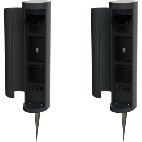 2x Novatool Gartensteckdose 2x Gartensteckdose Funk 3-fach Anthrazit SMART WIFI APP mit Erdspieß Steckdosenleiste, Montageplatte, Dübel und Schrauben, Erdspieß (1/5)