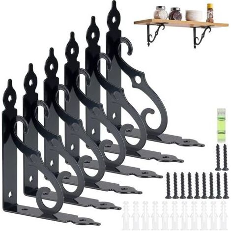 6 Pièces Equerre Etagere Murale,Support d'angle Brace,Supports Triangulaires Angulaires Droits de 90 Degrés avec Vis et Ancrages Assortis Pour Garage,Cuisine,jardin,Chambre(140 x 110 mm 40kg) (1/5)