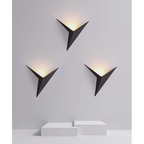 MINKUROW 3 Unids Led Triangular Aplique De Pared Sala De Estar Pasillo Escalera Lámpara Hotel Dormitorio Cabecera Decorativo Aplique De Pared Creativo Lámpara De Interior, Negro, Luz Cálida (1/5)