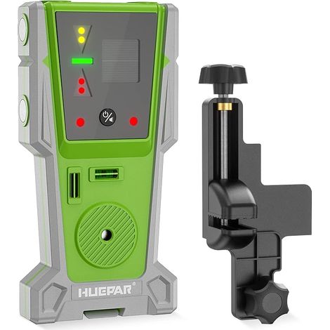 Huepar – Récepteur laser – LR8RG – Détecteur laser à faisceaux vert et rouge – Précision ± 1/17 po – Signal sonore 90 dB – Autonomie 20 heures