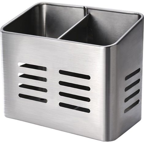 Panier D'évier 2 Compartiments pour Ustensiles De Cuisine, Égouttoir À Baguettes, Porte-Couteau Fourchette, Couverts Suspendus, Panier De Séchage, Égouttoir De Vaisselle, Vaisselle De Cuisine (1/5)