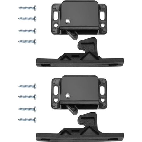 Lot de 2 loquets de porte d'armoire avec 8 vis pour camping-car, loquets de porte de caravane, accessoires pour armoires, portes coulissantes, maison, cuisine, noir