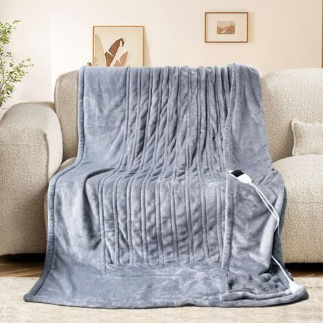 Couverture Chauffante Electrique 180x150cm, Flanelle Plaid Chauffant Électrique avec Affichage LCD, 5 Réglages de Temps, 6 Niveaux de Chauffage, Chauffage Rapide, Lavable en Machine (1/5)