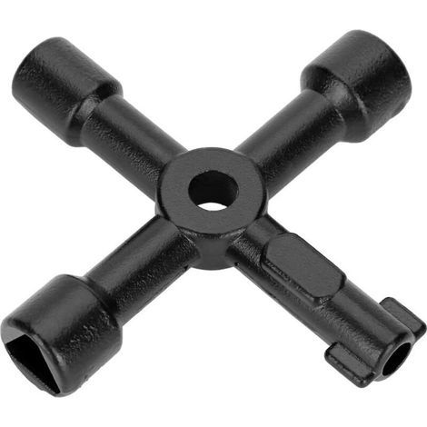 Llave universal de 4 vías para radiadores de aleación de zinc (negra) (1/5)