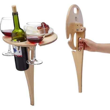 Table à vin portable, pliable, rustique, mini, bois, idéale pour les activités de plein air et les pique-niques (1/5)