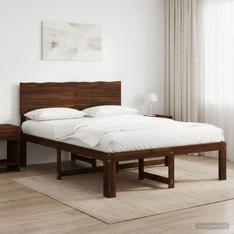 vidaXL Cama doble con cabecero ROSTOCK Marrón Oscuro 135 x 190 cm (1/5)