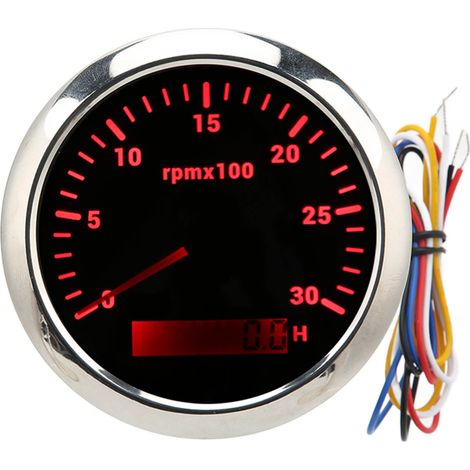 Tachymètre 85mm jauge 3000 tr/min avec compteur horaire rétro-éclairage rouge DC 9-32V pour voiture RV bateau marin Yacht. (1/5)