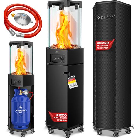 Kesser – Chauffage radiant à gaz mobile 4KW-8KW – Allumage piézoélectrique – Housse de pluie incluse – Pour espaces extérieurs