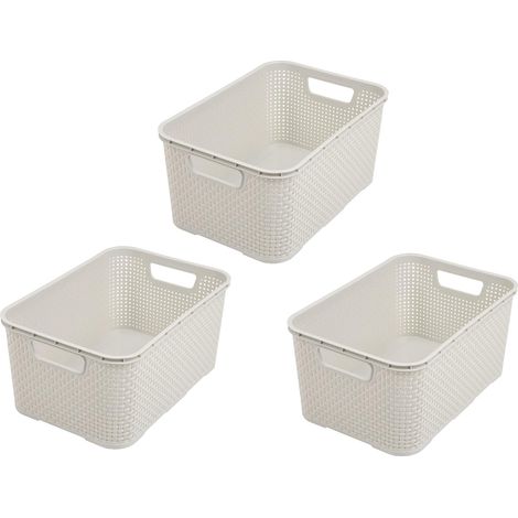 Lot de 3 corbeilles Design rotin - Taille S 7 l - Crème (1/4)