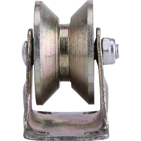Galet coulissant en acier pour portail, rail de roue type V 2", lot de 2 pièces avec supports