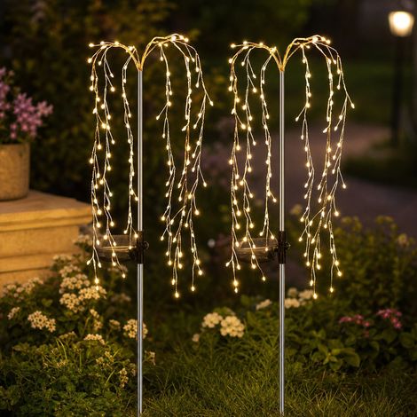 Guirlande Solaire Effet Cascade 200 LED Cuivre IP65 Étanche Lumière Chaude Blanche Décoration Jardin Terrasse Extérieur Automatique (1/4)