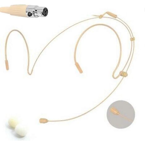 1 microphone avec bonnette beige Mini XLR 4 broches TA4F, double écouteur avec crochet d'oreille pour connecteur SHURE (1/4)