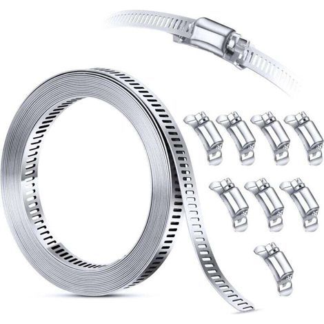 Kit assortimento di fascette stringitubo Enowelir in acciaio inox 304, 3M Custom Cut + 8 elementi di fissaggio più resistenti, grande fascia a vite regolabile, fascette a vite (1/4)