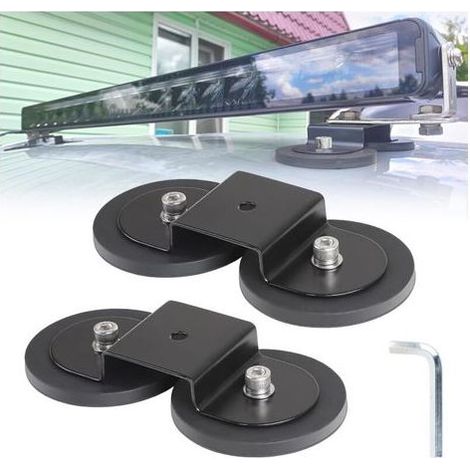 2 Pcs Support Magnétique Caoutchouté Ø88mm pour Barre Lumineuse LED de Toit Universelle, Fort Magnétique Base Ventouse Support pour Toit, Capot, Pièce en N (1/5)
