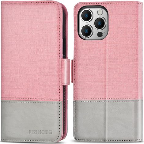 Schutzhüllenset mit Klappe für Apple iPhone 13 Pro 6,1" (rosa/grau) + 2x Schutzfolie (1/5)