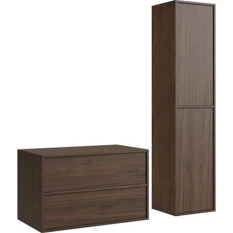 Badezimmermöbel Waschbeckenunterschrank Mali 80 cm – Walnuss Bra
