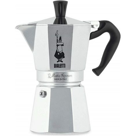 Cafetera Italiana Bialetti Moka Express 6 Tazas Aluminio Vitro y Gas