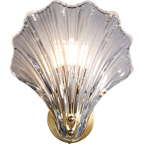 Lampe Murale LED, Luminaires Intérieur en Forme de Coquille, Applique Murale Verre, Applique Art Deco E14, Applique Murale Interieur Vintage pour Salon/Chambre/Chevet (Transparente) [Classe énergétiqu