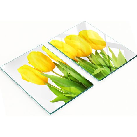 Tablas de cortar decorativas de vidrio templado con tulipanes amarillos, 2x40x52 cm (1/5)